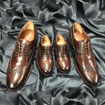 Father & Son Customized Formals Brown Leather Combo Shoe by Brune & Bareskin