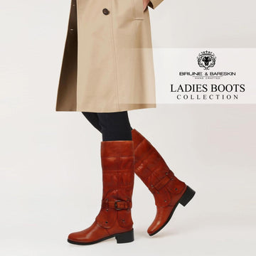 Tan Forever Comfort Adjustable Buckle Straps ankle foldable ladies Boots By Brune & Bareskin