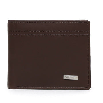 Brown Parallel Stitched Line Leather Wallet