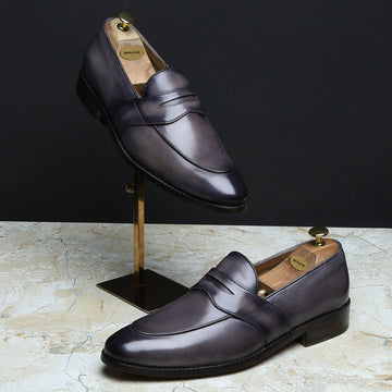 Smokey Grey Rounded Toe Loafers