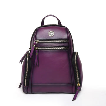 Purple Leather Signature Metal Lion Women Backpack By Brune & Bareskin