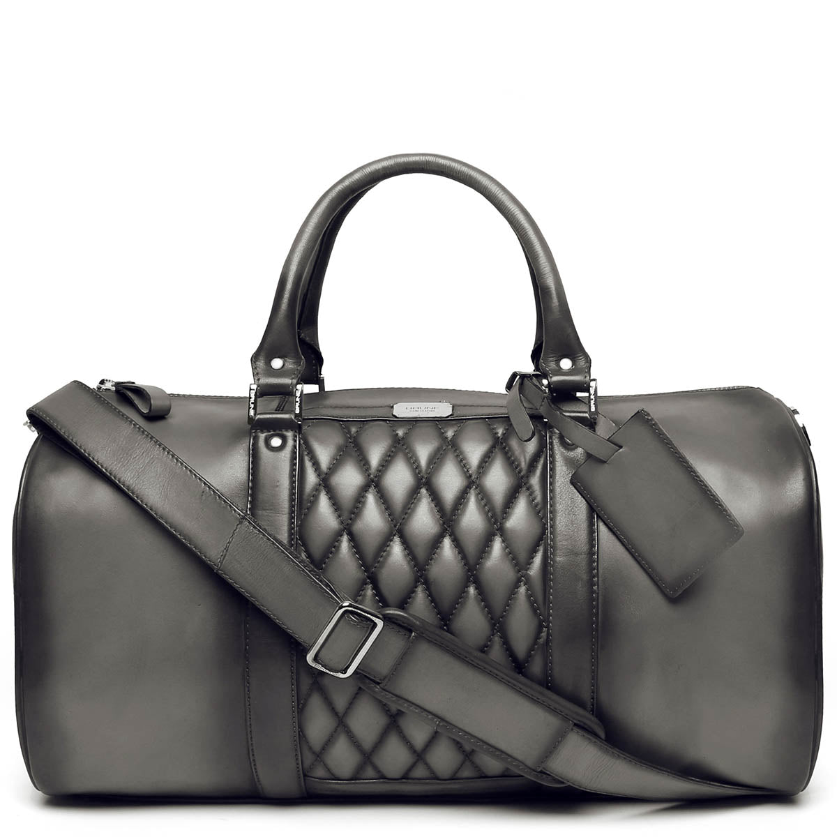 Brune & Bareskin Grey Color Genuine Leather Duffle Bag For Men